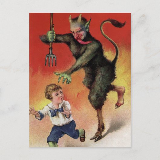 Carte Postale Ancien Mal Krampus Attaquant (Devant)