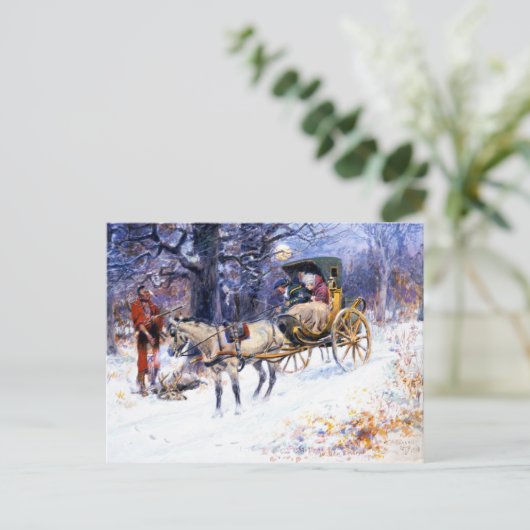Carte Postale Ancien Noël en Nouvelle-Angleterre (par Charles Ru (Debout devant)