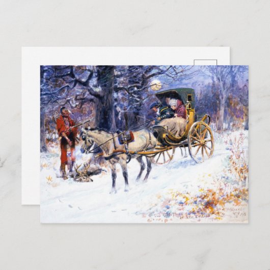 Carte Postale Ancien Noël en Nouvelle-Angleterre (par Charles Ru (Devant / Derrière)