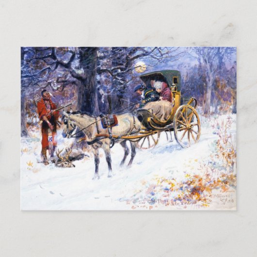 Carte Postale Ancien Noël en Nouvelle-Angleterre (par Charles Ru (Devant)