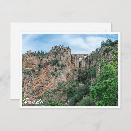 Carte Postale Ancien pont historique à Ronda, Espagne (Devant / Derrière)