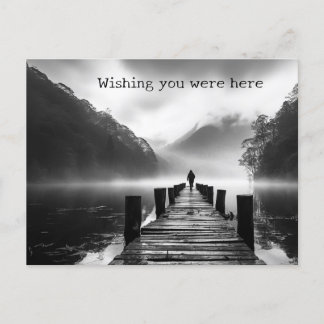 Carte Postale Ancien quai sur le lac B&W photo