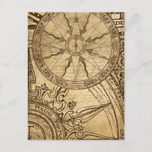 Carte Postale Ancien Rose Compass