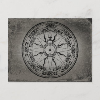 Carte Postale Ancien Rose de boussole (B&W)
