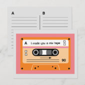 Carte Postale Ancien Skool Orange Cassette Mix Tape (Devant / Derrière)