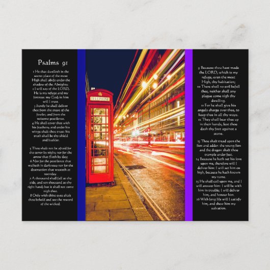 Carte Postale Ancien stand de téléphone avec Psaumes chapitre 91 (Devant)