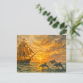 Carte Postale Ancien Sunset de navire (Debout devant)