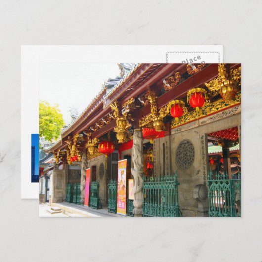 Carte Postale Ancien temple chinois à Singapour (Devant / Derrière)