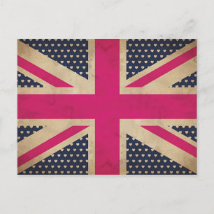Carte postale Ancien Union Jack en Drapeau Rose