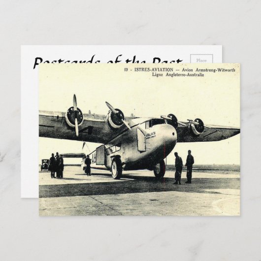 Carte postale ancienne - Avion Armstrong-Whitworth (Devant / Derrière)
