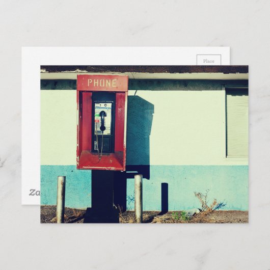 Carte Postale Ancienne boîte téléphonique rouge (Devant / Derrière)