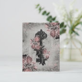 Carte Postale Ancienne clé et Rose (Debout devant)