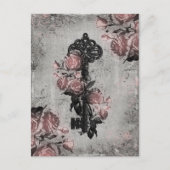 Carte Postale Ancienne clé et Rose (Devant)