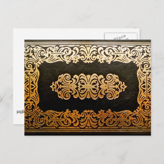 Carte Postale Ancienne couverture de livre en cuir (Devant / Derrière)