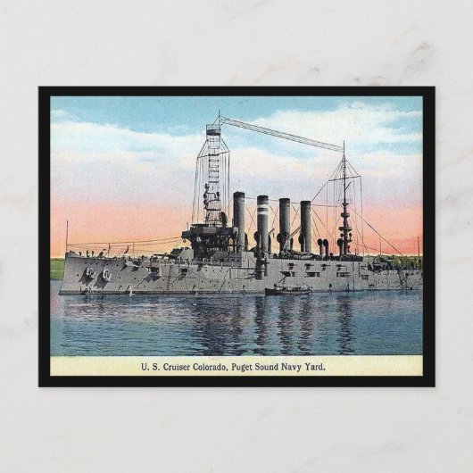 Carte postale ancienne - Croiseur américain "Color (Devant)