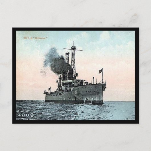 Carte postale ancienne - Cuirassé américain "Delaw (Devant)