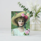 Carte postale ancienne - Dame avec un chapeau (Debout devant)