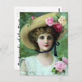 Carte postale ancienne - Dame avec un chapeau (Devant / Derrière)