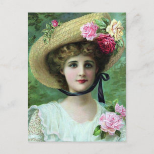 Carte postale ancienne - Dame avec un chapeau