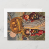 Carte postale ancienne d'annonce d'Halloween pour (Devant / Derrière)