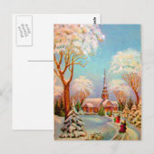 Carte postale ancienne d'art de scène de neige d'é (Devant / Derrière)