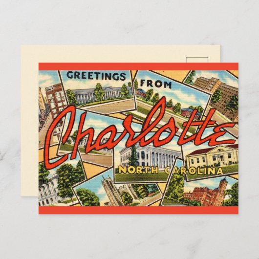 Carte postale ancienne de Charlotte NC (Devant / Derrière)