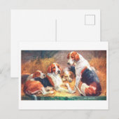 Carte postale ancienne de chiens de chasse renards (Devant / Derrière)