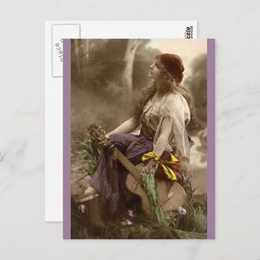 Carte postale ancienne de dame gitane (Devant / Derrière)