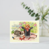 Carte postale ancienne de deux chiots mignons (Debout devant)