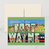 Carte postale ancienne de Fort Wayne IN (Devant / Derrière)