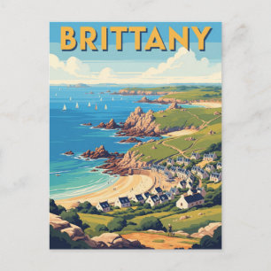 Carte postale ancienne de la plage de Bretagne Fra