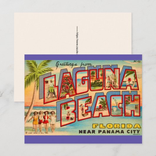 Carte postale ancienne de Laguna Beach FL (Devant / Derrière)