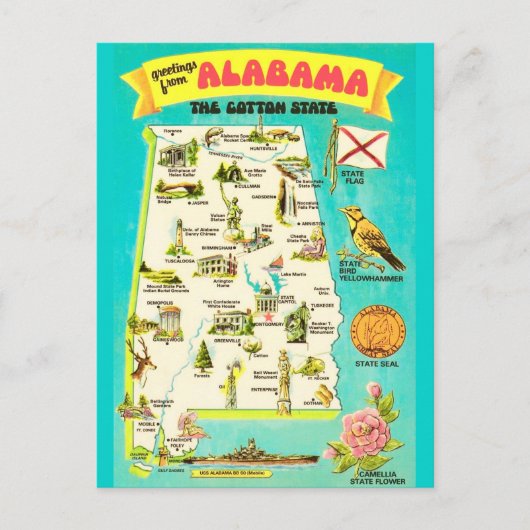 Carte postale ancienne de l'Alabama (Devant)