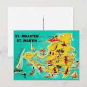 Carte postale ancienne de l'île Saint-Martin (Devant / Derrière)