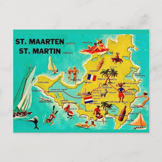 Carte postale ancienne de l'île Saint-Martin (Devant)