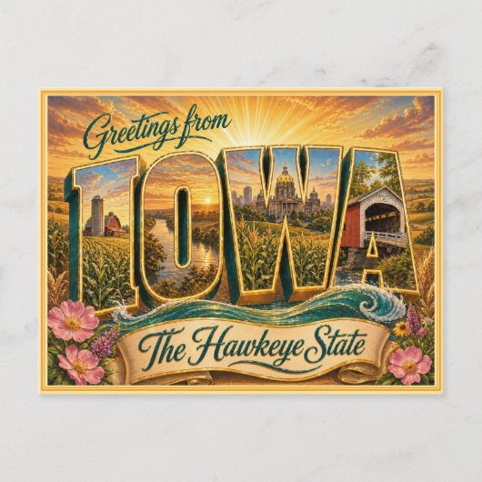 Carte postale ancienne de l'Iowa avec un message d (Devant)