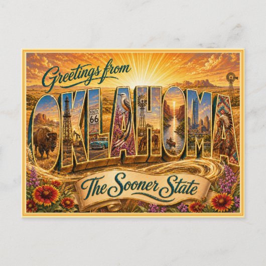 Carte postale ancienne de salutation d'Oklahoma (Devant)