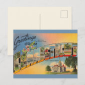 Carte postale ancienne de salutation du Connecticu (Devant / Derrière)