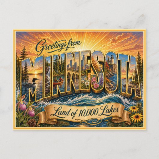 Carte postale ancienne de salutations du Minnesota (Devant)