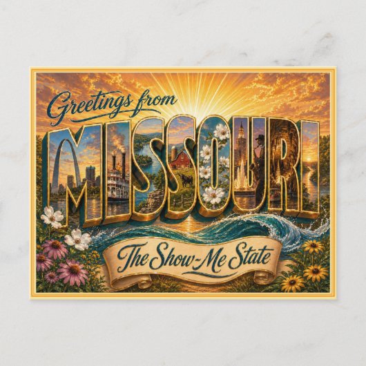 Carte postale ancienne de salutations du Missouri (Devant)