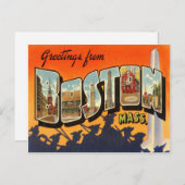 Carte postale ancienne de voyage de Boston restaur (Devant / Derrière)