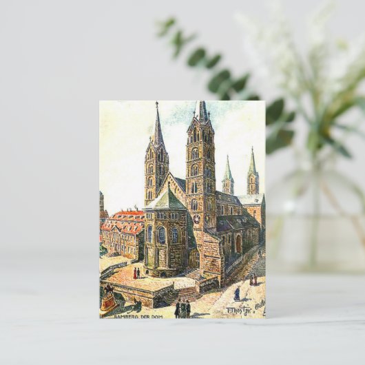 Carte postale ancienne - Der Dom, Bamberg, Bayern (Debout devant)