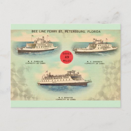Carte postale ancienne des ferries de St Petersbur (Devant)