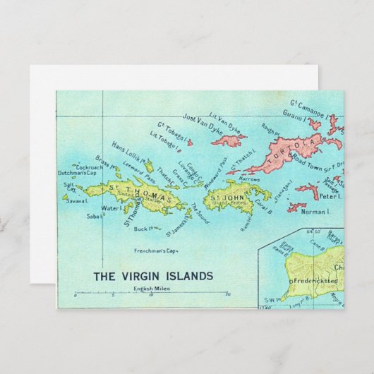 Carte postale ancienne des Îles Vierges (Devant / Derrière)