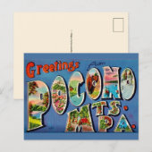 Carte postale ancienne des montagnes de Pocono (Devant / Derrière)