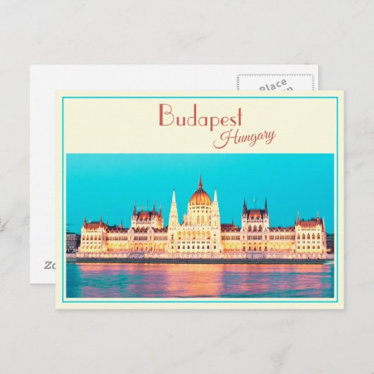 Carte postale ancienne du Parlement de Budapest, H (Devant / Derrière)