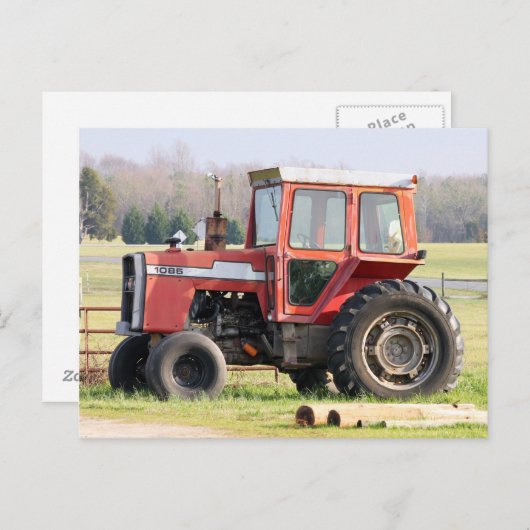 Carte postale ancienne du tracteur inactif (Devant / Derrière)