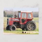 Carte postale ancienne du tracteur inactif (Devant)