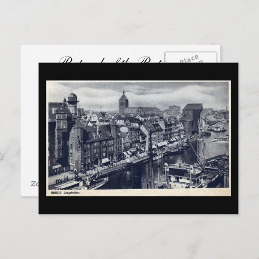 Carte postale ancienne, Gdansk/Danzig - Langebruck (Devant / Derrière)