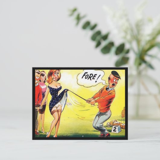 Carte postale ancienne - Golf comique - "Attention (Debout devant)